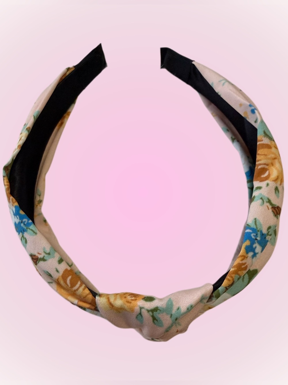 Floral Twist Knot Headband in Peach
